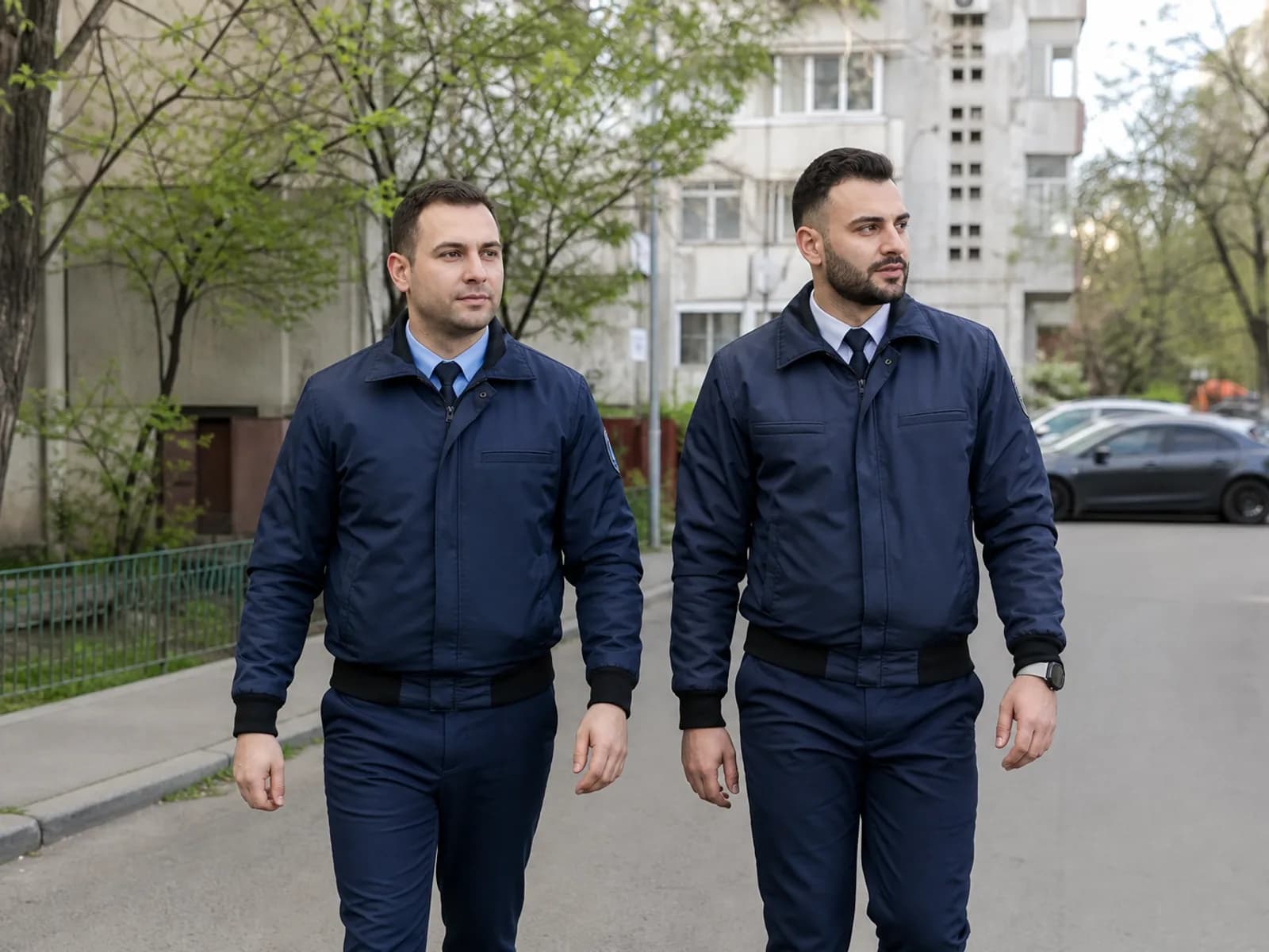 Echipaj de pază pe o stradă urbană